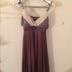 B.Moss Dress Size L Braided Straps Tie Green Brown